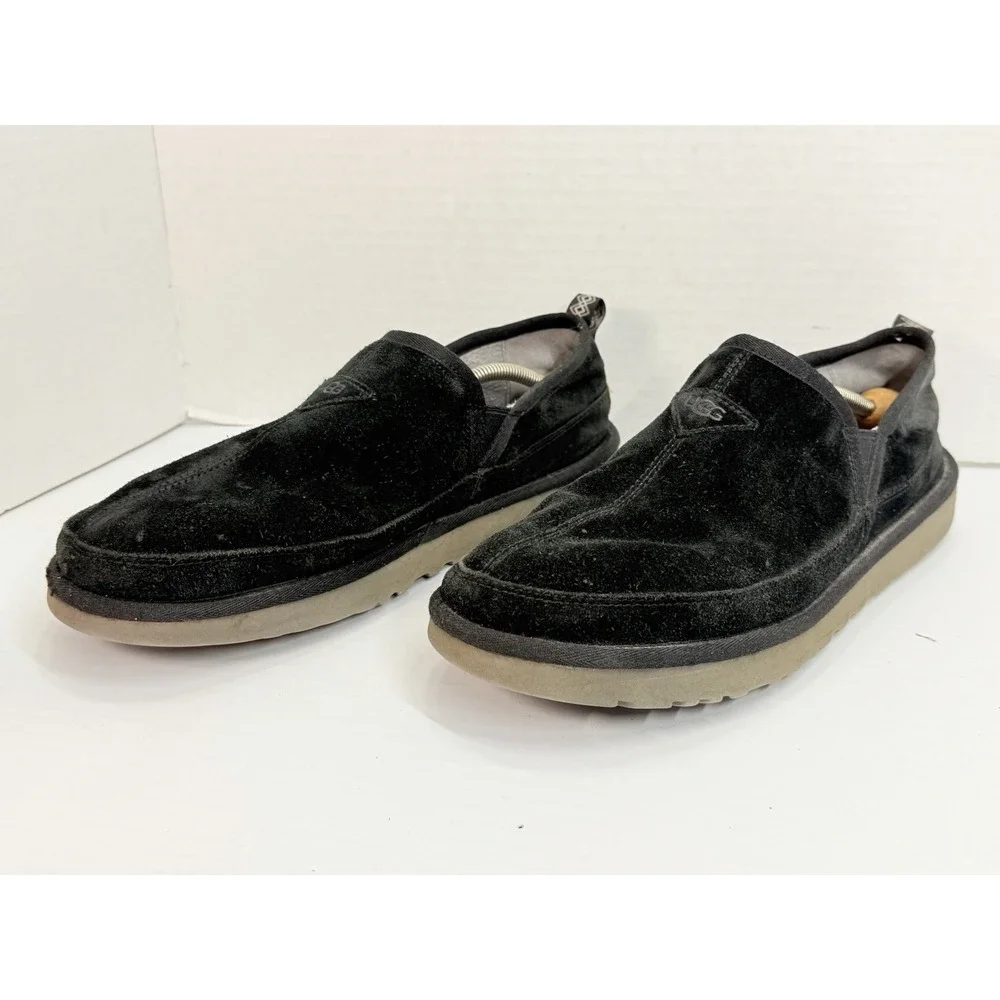 UGG Romeo Black Suede Sheepskin Slip‎ On Slippers Men's Size 12 1113455